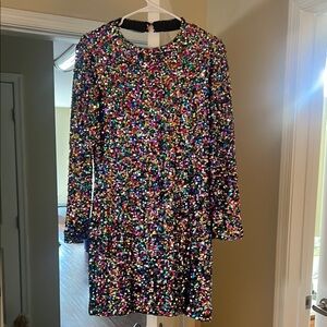 Multicolor Sequin Long Sleeve Dress